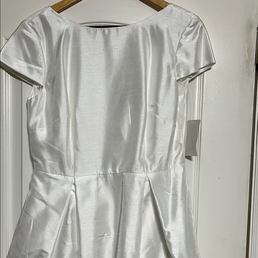 Elegant White Satin Midi Dress